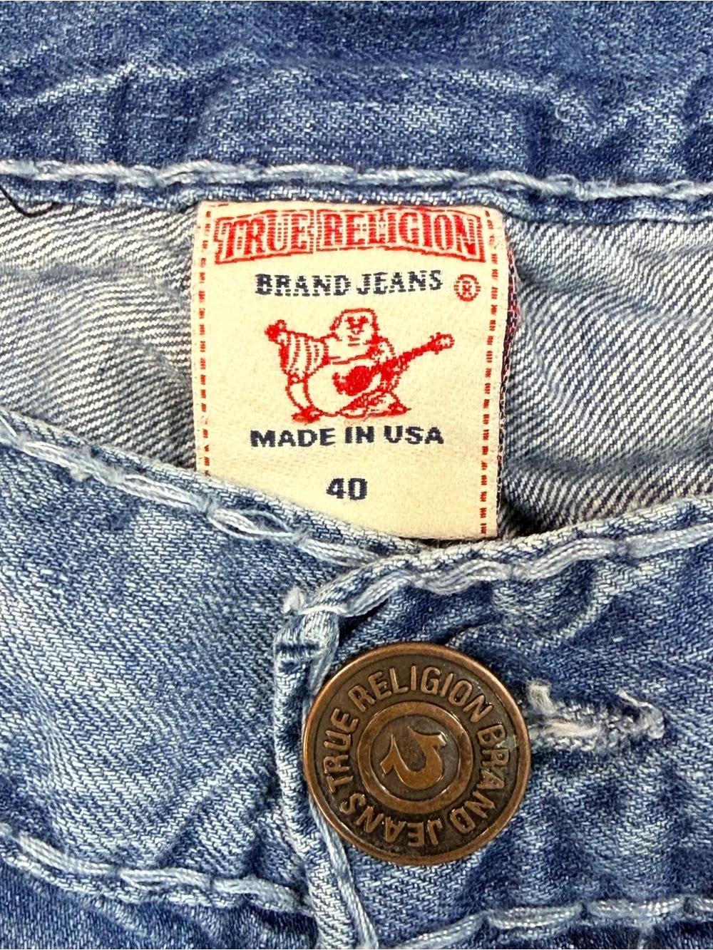 True Religion Ricky Buddha Volcano Mountain Peace relaxed blue Jeans vintage Y2K